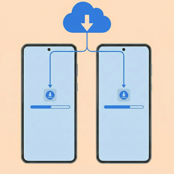 Two smartphones downloading the CareTrigger app from the cloud